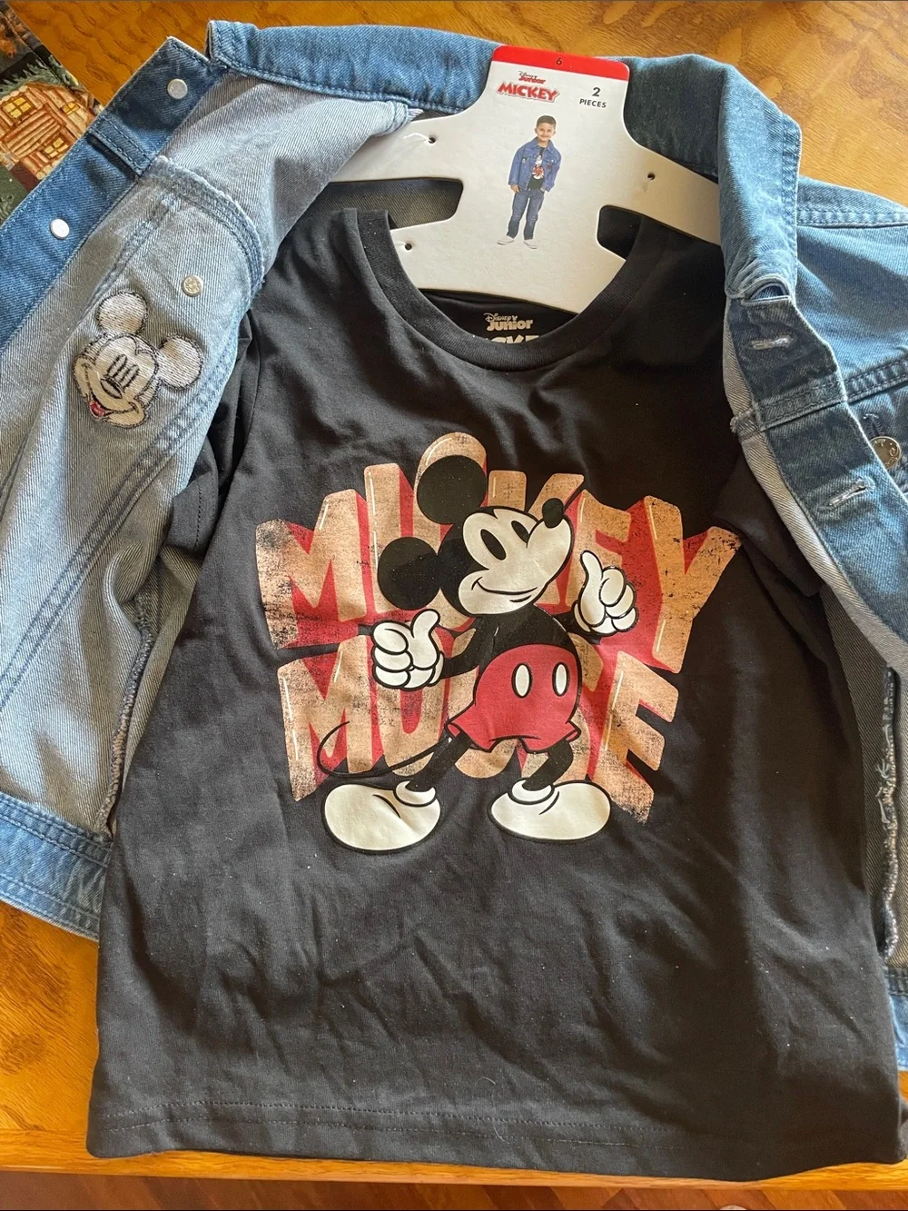 Disney Light Blue Denim Mickey Mouse Embroidered Jacket
